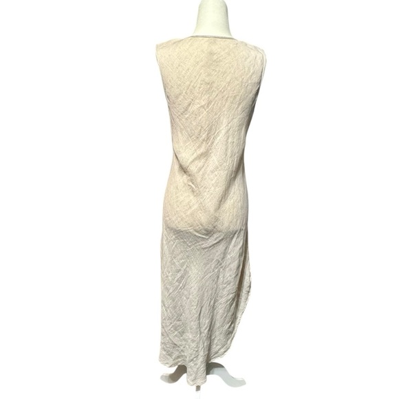 Uncle Frank 100% Linen Embroidered Sleeveless Midi Length PullOn Lagenlook Dress - Picture 5 of 8